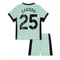 Dres Chelsea Moises Caicedo #25 Tretina pre deti 2023-24 Krátky Rukáv (+ trenírky)